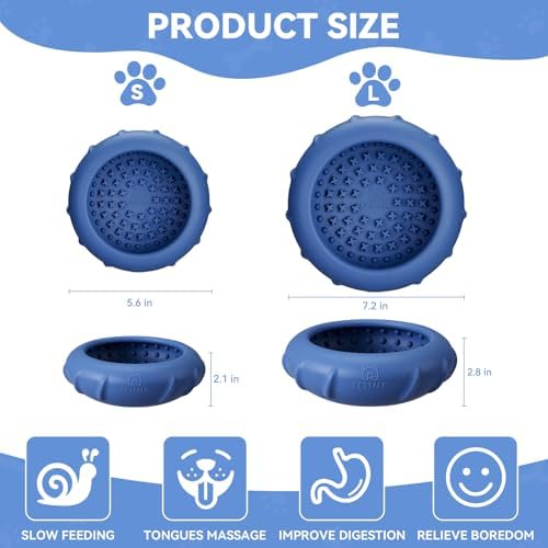 Dog Lick Bowl, Bestalk Wobbly Freeze Bowl Enrichment Feeder for Dogs, Anxiety Relief Lick Mat Puzzle Toy for Distraction, BPA Free Silicone, Dishwasher Safe(Dark Blue,L)