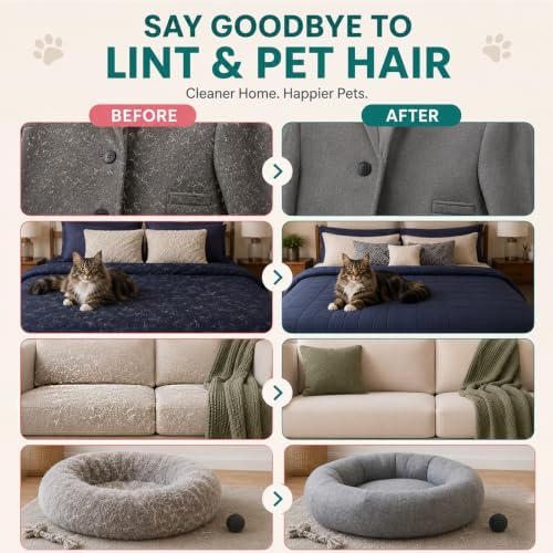 Pet Hair Remover Glove for Dogs & Cats – Reusable Electrostatic Pet Fur Removal Mitt for Couch, Carpet, Clothing & Furniture | Elastic Strap & Hanging Loop (1 Pack) Blue