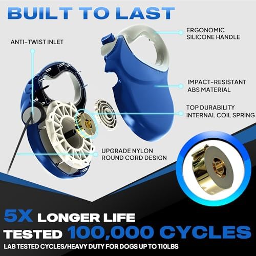 Fida Upgraded Retractable Dog Leash, 30ft, Heavy Duty, Blue
