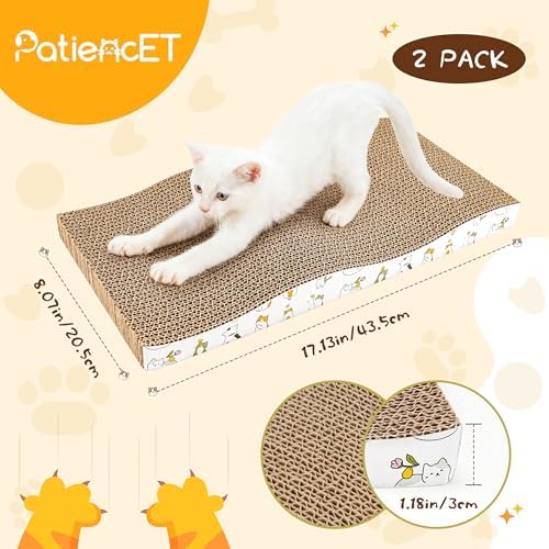 PatiencET Cat Scratch Pad 2 Pack, Waved Cardboard Cat Scratcher