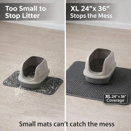 Cat Litter Mat – Large 24x36 Double Layer Honeycomb Litter Trap, Waterproof Non-Slip EVA, Easy Clean Kitty Litter Catcher Litter Box Mat