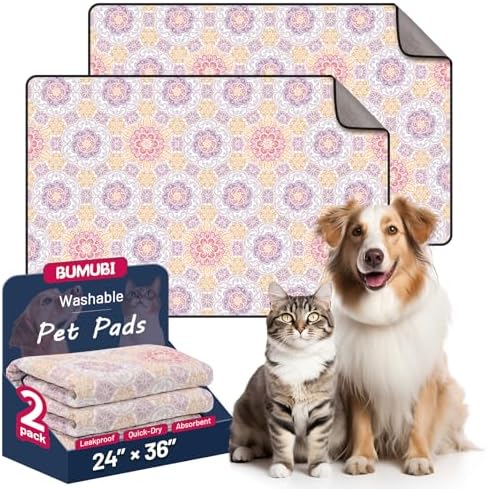 Washable Dog Pee Pads, 2 Packs 24x36 Absorbent Puppy Training Pads