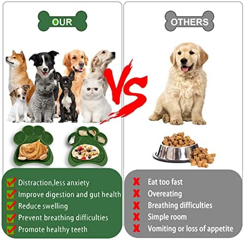 Lick Mat for Dogs and Cats, Premium Lick Pad with Suction Cups,Dog Slow Feeder Dowl Mat for Bathing Grooming Nailing Trimming, Food-Grade, Non-Toxic (Green)
