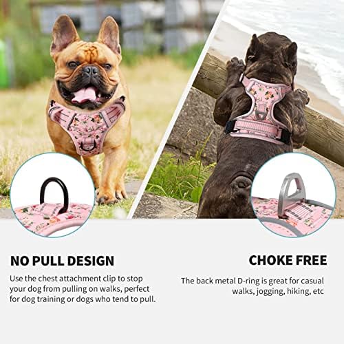 HEELE Dog Harness Harness for Small Dogs No Pull Dog Vest Harness for Small Dog with Soft Padded Handle Reflective for Outdoor Training, Flower-Pink, S