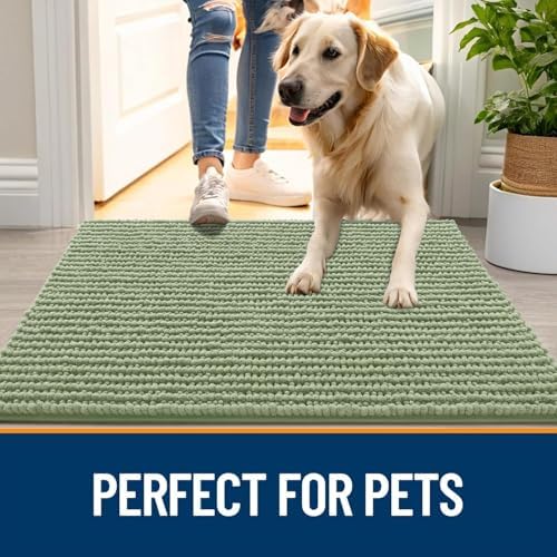 OLANLY Dog Door Mat for Muddy Paws 59x20, Extra Absorbent Chenille Mud Mat