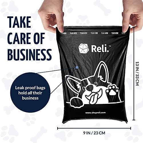 Reli. Dog Poop Bags w/Holder (360 Pack - 24 Rolls) | Leash Clip Dispenser