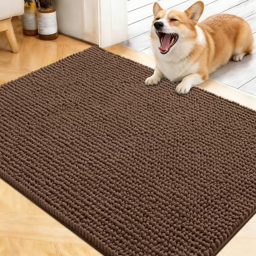 OLANLY Dog Door Mat for Muddy Paws 40x32, Extra Absorbent Chenille Mud Mat