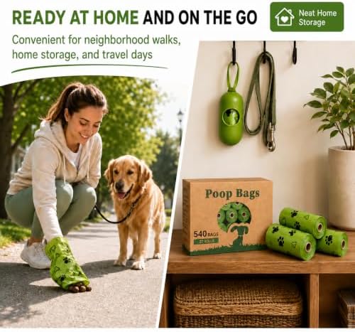 Dog Poop Bag Biodegradable 540 Count Dog Waste Bags with Dispenser Scented