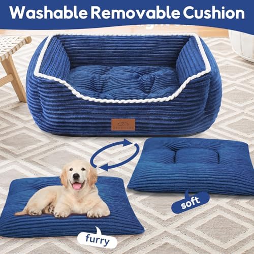 Zerbuger 25in Blue Rectangle Cat Dog Bed Machine Washable Sleeping Sofa