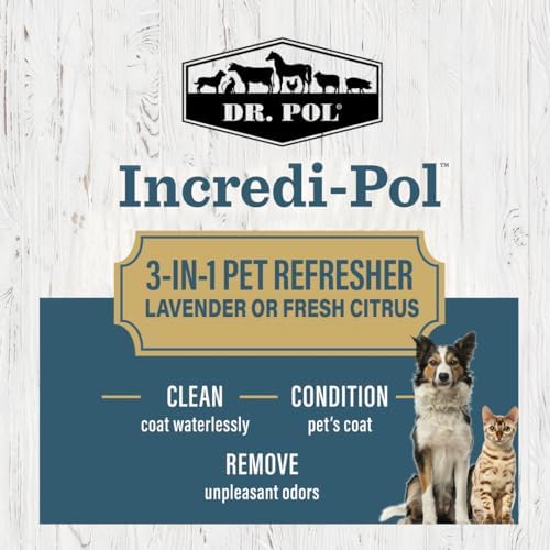 Dr. Pol Incredi-Pol 3-in-1 Pet Refresher | Waterless Coat Cleaner & Conditioner | Pet Odor Eliminator | Fine Mist Spray for Dogs & Cats | Freshens, Cleans & Softens Fur | 3 oz | Fresh Citrus