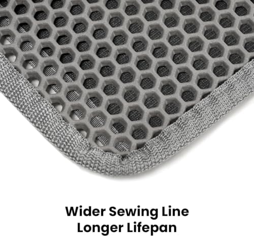 Cat Litter Mat-24"X18" Litter Box Mat for Kitty, EVA Honeycomb Double Layer Design, Urine & Waterproof Scatter Control, Less Waste, Easier To Clean,Non Slip, Gray