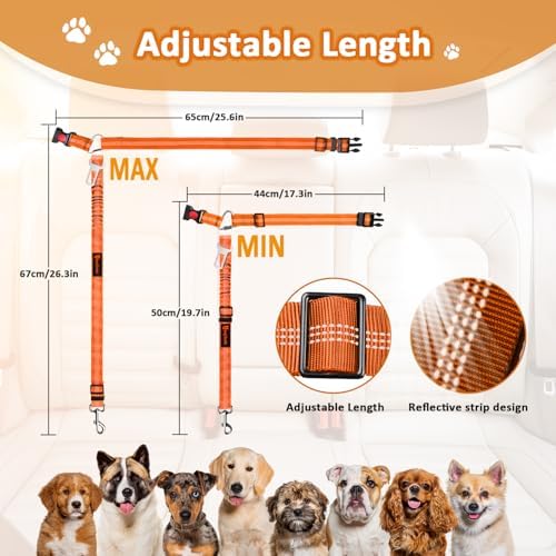 Laqibak Removable Dog Seat Belt Harness for Car, 3 in 1 Pet Seatbelt Leash