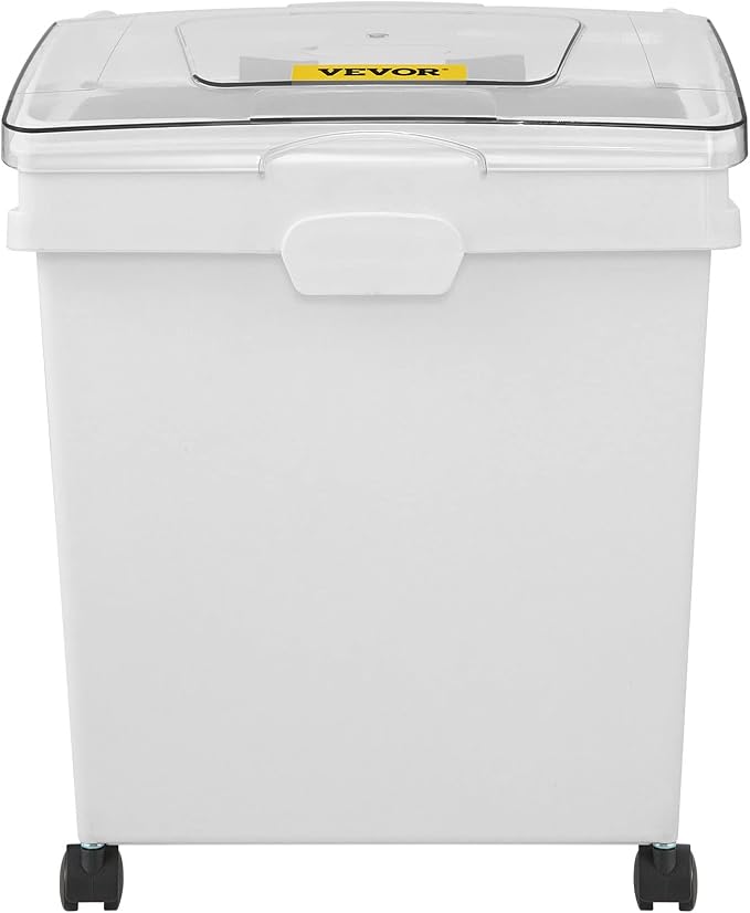 VEVOR Ingredient Bin, 10.5 Gallons Capacity Ingredient Storage Bin, PP Material Flour Bins On Wheels, White Shelf Ingredient Bin with Scoop and Sliding Lid, Commercial Storage Bins 3 Pcs/Set