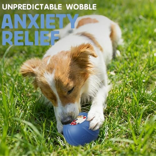 Long-Lasting Dog Lick Toy, Wobbly Dog Enrichment Lick Bowl to Keep Dogs Busy, Interactive Stuffable Dog Treat Feeder for Boredom, Silicone Treat Dispensing Chew Toy(Dark Blue,S)