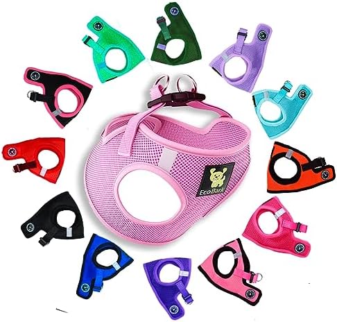 EcoBark Step in Dog Harness - Luxury Soft Harness for Small and Medium Breed Dogs - Reflective and Adjustable Body Vest Halter - Baby Pink, Large