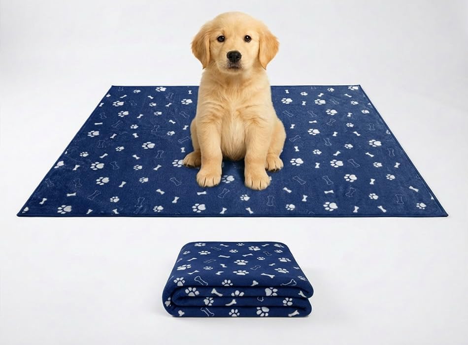 Muddy Mat® Washable Pee Pads for Dogs, Super Absorbent Reusable Puppy Pads–100% Waterproof Pee & Potty Training Pads for Pets,Non-Slip Dog Pads for Crates, Playpens & Floors- 2 Pack, Navy Blue 36"x48"