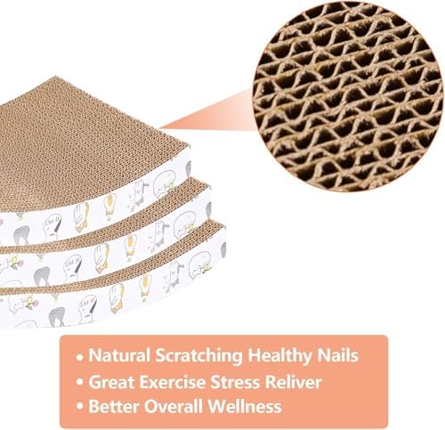 PatiencET Cardboard Cat Scratcher Pads, 6-Pack (3 Flat Double-Sided, 3 Wavy), Catnip Included, for Small and Medium Indoor Cats