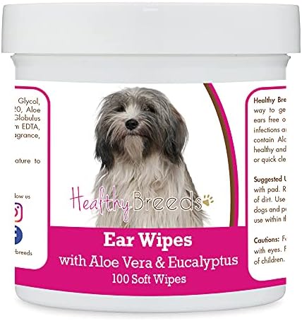 Healthy Breeds Tibetan Terrier Ear Cleaning Wipes with Aloe & Eucalyptus for Dogs 100 Count