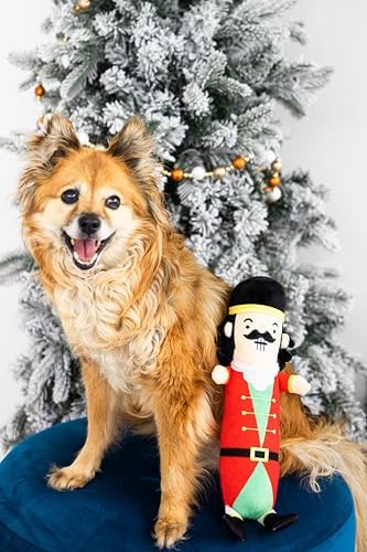Pearhead Holiday Nutcracker Dog Toy, Stuffed Dog Plush Toy, Squeaker Pet Toy, Christmas Dog Toy, Pet Owner Gift, Novelty Pet Toys