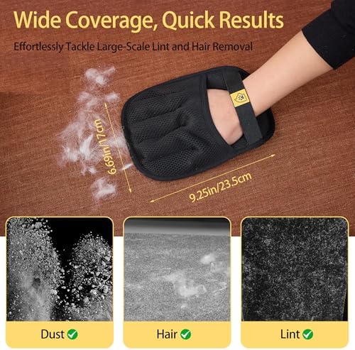 Pet Hair Remover Glove for Dogs & Cats – Cat Hair Remover & Dog Hair Removal Tool, Reusable Electrostatic Grooming Glove for Furniture, Couch, Carpet, Car Seat & Clothes – Easy Pet Hair Cleaning Mitt