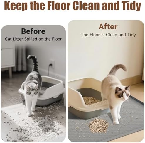 Cat Mat for Litter Box, 40" X 28" Large Silicone Cat Litter Trapping Mat