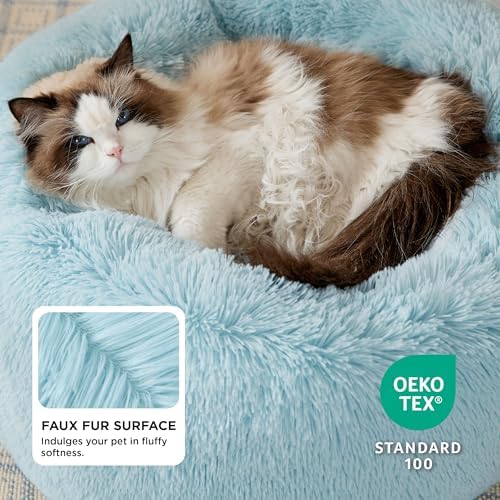 Bedsure Calming Cat Beds Donut Round Washable Kitten Bed,20 inches