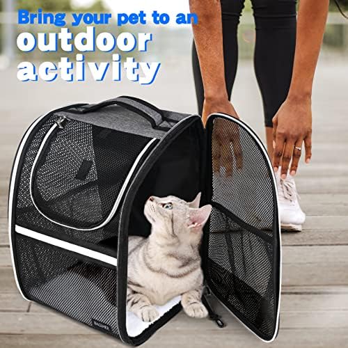 BAGLHER Pet Carrier Backpack, Ventilated Design, Pet Travel Backpack with Comfortable Shoulder Straps, Thicker Bottom Support, Two-Way Entrance Pet Carrier Backpack, Black