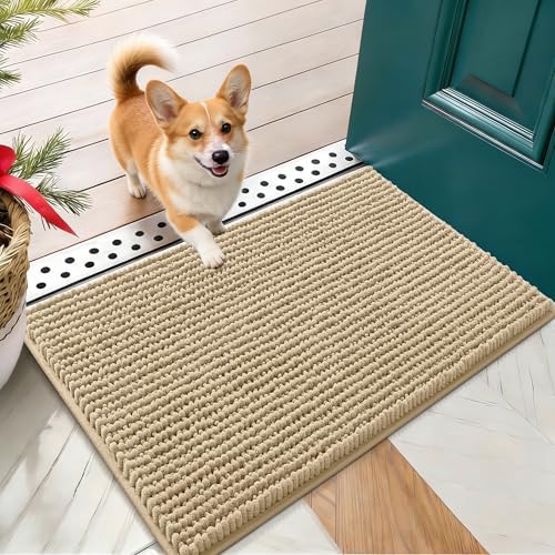 OLANLY Dog Door Mat for Muddy Paws 24x16, Extra Absorbent Chenille Mud Mat