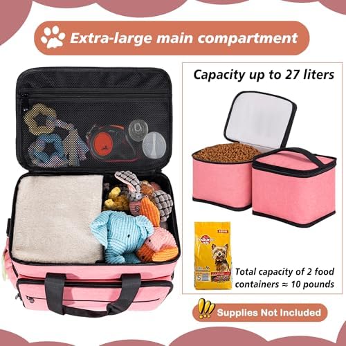 Dog Travel Bag, Large Pet Travel Set with Multi-Function Pockets