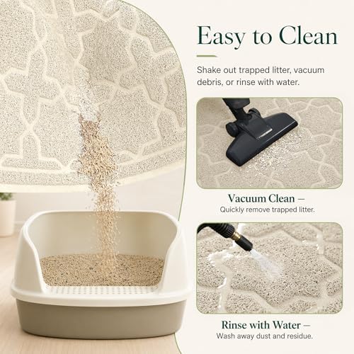 Yimobra Cat Litter Mat, Waterproof Litter Trap Mat, 35.4x23.6, Beige
