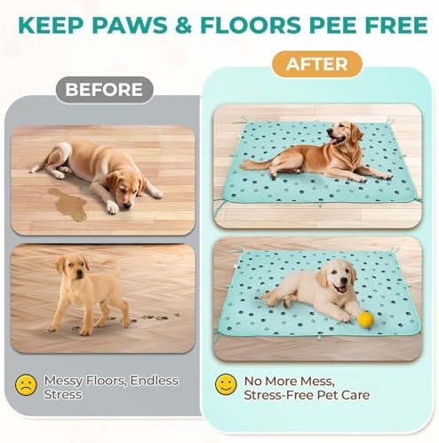 Fostanfly Washable Pee Pads for Dogs, Leak-Proof, 36"x48"-2 Pack, Green