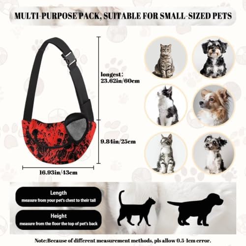 COEQINE Gothic Dog Carrier Sling 10-15 Lbs Bag for Small Puppy Pet Cats