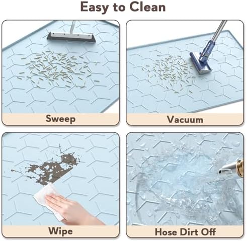Garoopion Silicone Cat Litter Mat 34×22 inch, Easy to Clean, Blue