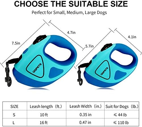 Retractable Dog Leash with LED Flashlight, 16 ft Dog Safety Walking Leashes for Small Medium Large Dogs up to 110 lbs,Tangle Free, Anti-Slip Comfort Grip (Large- 16 ft up to 110 lbs, Blue)