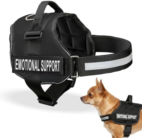 Industrial Puppy Emotional Support Vest Harness, XS 16.5-21.5 in, Black