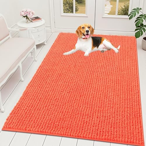 OLANLY Dog Door Mat for Muddy Paws 59x35, Extra Absorbent Chenille Mud Mat