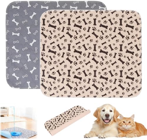 Puppy Pads with Pheromones,Washable Puppy Pee Pads for Dogs,Reusable Puppy Pads Washable for Dogs & Cats, Washable,Durable Leak-Proof & Anti-Slip Pet Training Pads for Home & Trave(Gray+Brown-2,L)