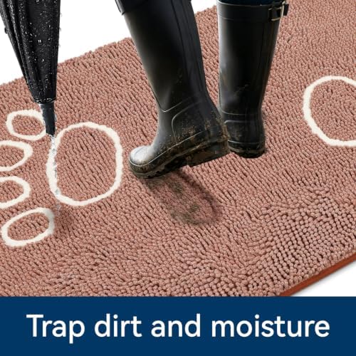 Bcoimo Super Absorbent Dog Door Mat, 48"*30" Anti Slip Mat for Muddy Paws
