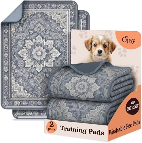 Super Absorbent Washable Pee Pads for Dogs (2-Pack) – Reusable Puppy Training Pads, 100% Waterproof & Leakproof Dog Pee Pads with Non-Slip Backing – Durable, Quick-Dry Pet Pads for Crates & Floors