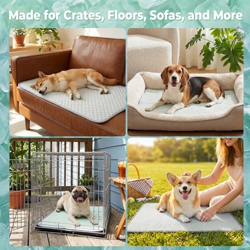 PatiencET Dog Cooling Mat, 28 x 40 in No-Gel Cooling Pad for Medium Dogs, Cool Touch Pet Mat with Ice-Dot Texture, Washable Summer Dog Mat for Crate, Floor, Sofa, Car, Light Green