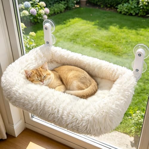 Zoratoo Foldable Cat Window Perch, Widened Cushion Cat Bed for Large Cats