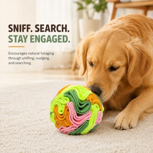 Vibrant Snuffle Ball for Dogs, Playful Color-Mix Slow Feeder Toy, Eye-Catching Interactive Puzzle for Mental Enrichment, Indoor Fun for Small Medium Large Dogs
