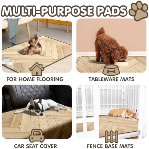 2PC Reusable Wood Pattern Mat, Washable Non-Slip Dog Pee Pads 35x24in