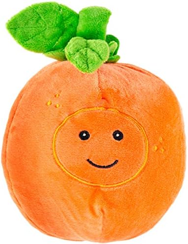 Giftable World Pet Plush Pet Toy Fruits, Cupcakes, Ice Creams, Mug with Squeaker Dog Chew Toy (6" Tangy Orange)