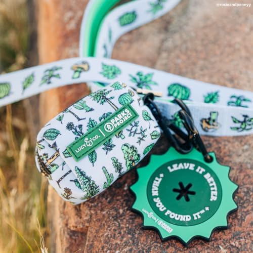 Lucy & Co. x Parks Project Feel the Earth Breath Dog Poop Bag Holder and Dispenser, Clips to Leash, Water-Repellent Neoprene, Includes Refill Roll
