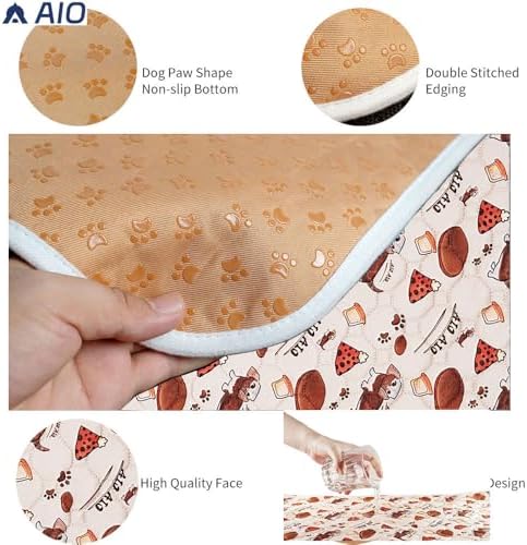 AIO Pet Urine pad Washable Pee Pads for Dogs Anti-Slip Waterproof 2-Pack Reusable Puppy Pads for Potty Training Heavy Absorbency Prevent Leakage Reusable Training Dog Pads 19.7*27.6inch Happy Dog