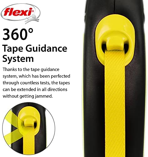 FLEXI® Neon Tape Retractable Dog Leash, Small, 16 ft - Neon Yellow/Black