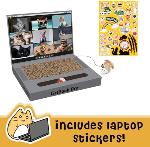 3-in-1 Cardboard Cat Scratcher Laptop, Grey