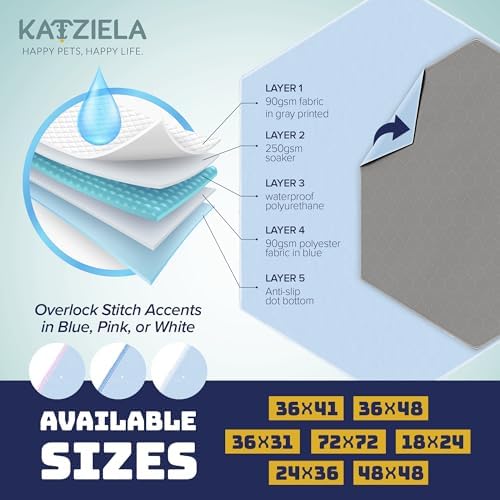 Katziela Hexagon Washable Pee Pads (48X48, White Stitching), White, Blue, Pink