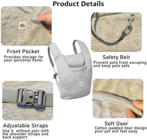 FLAdorepet Small Dog Front Carrier Sling Bag Pet Chest Backpack,Grey